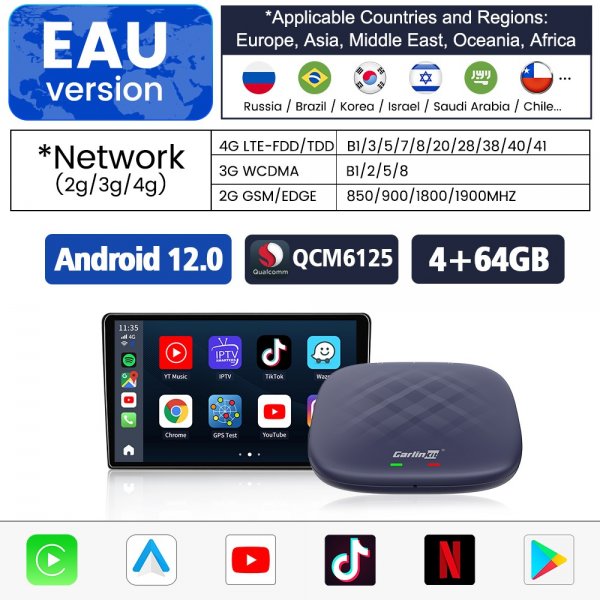 Carlinkit T-Box Plus 64GB AI-boks Android Auto/Carplay TV