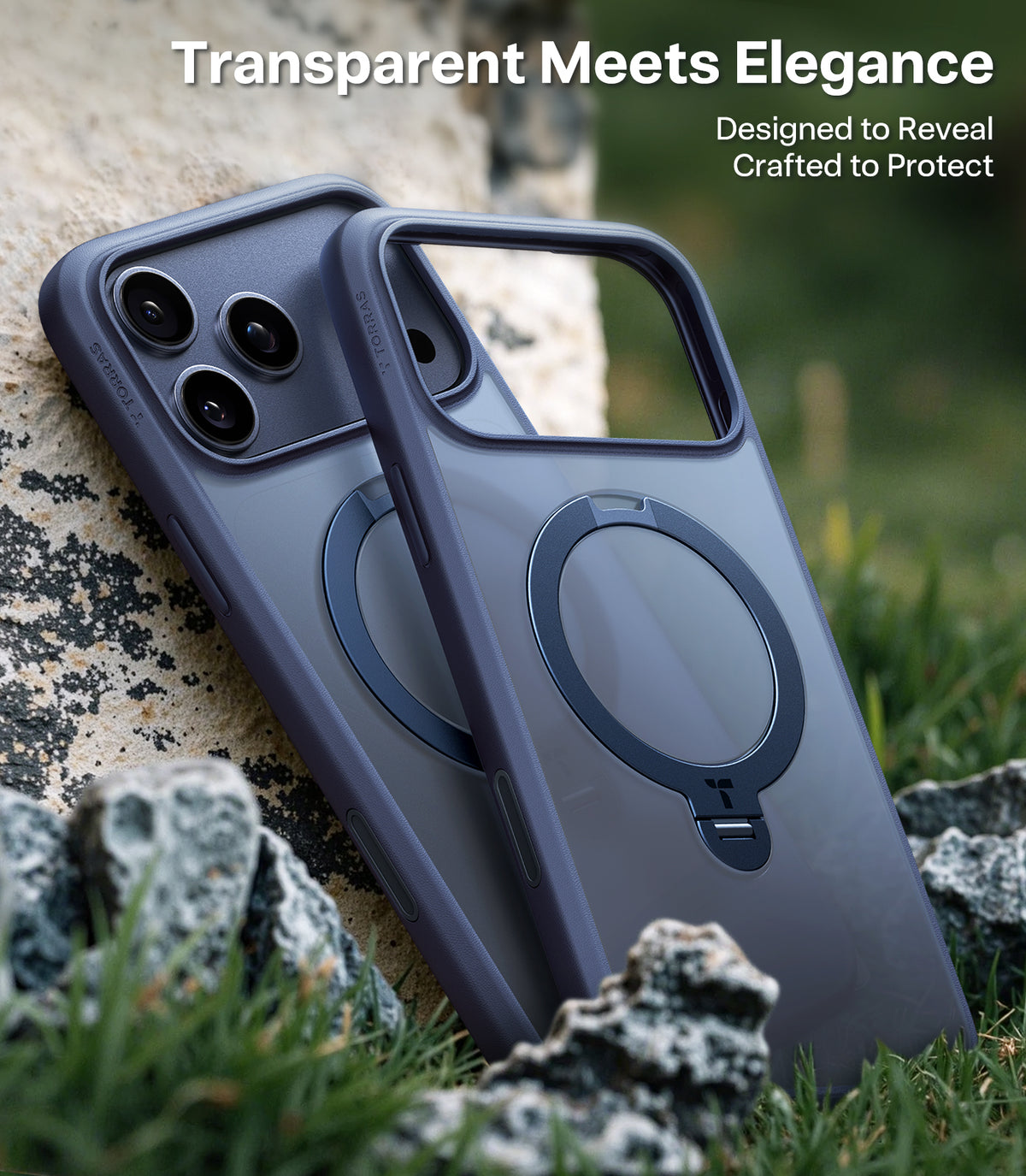 Torras iPhone 17 Pro Cover Ostand Q3 Spin Mørkeblå