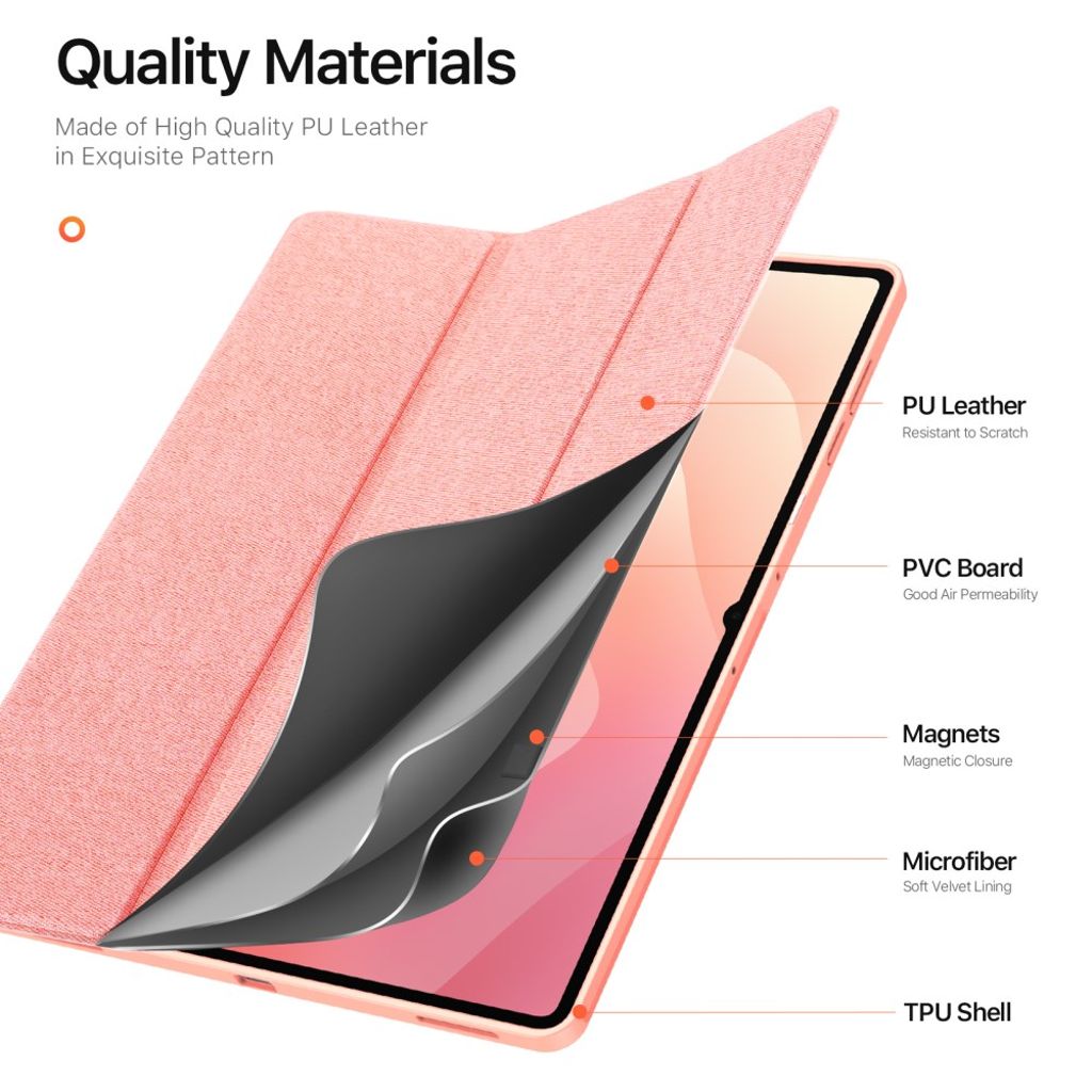 Dux Ducis Samsung Galaxy Tab S11 Ultra/S12 Ultra Etui DOMO Series Lyserød