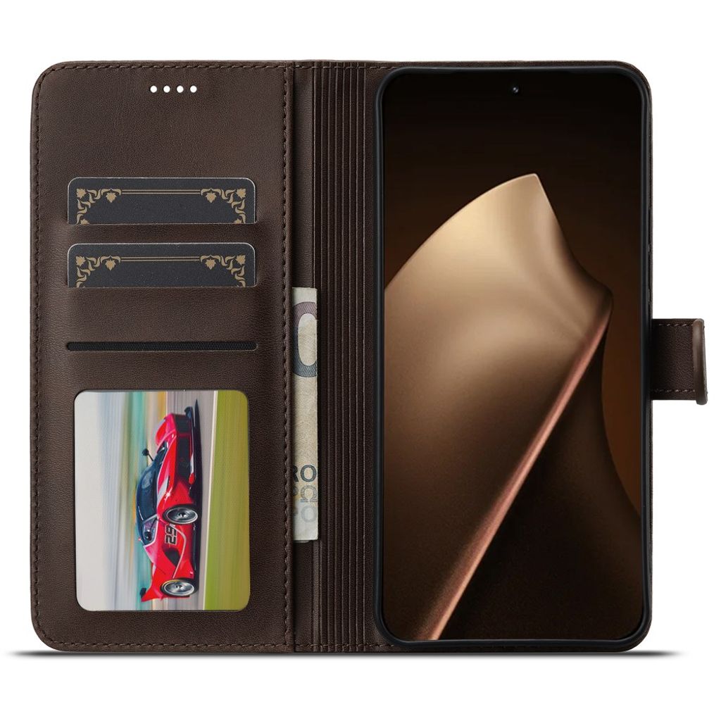 Lc.Imeeke Xiaomi 17T Pro Etui med Kortholder Stativfunktion Mørkebrun