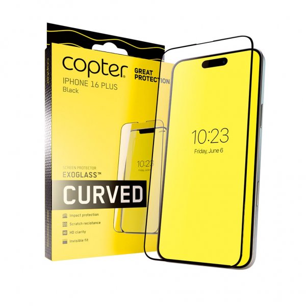 Copter iPhone 16 Plus Skærmbeskyttelse Exoglass Curved