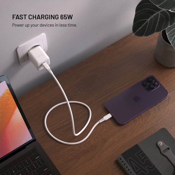 Fixed Oplader Mini PD 65W GaN USB-A & USB-C