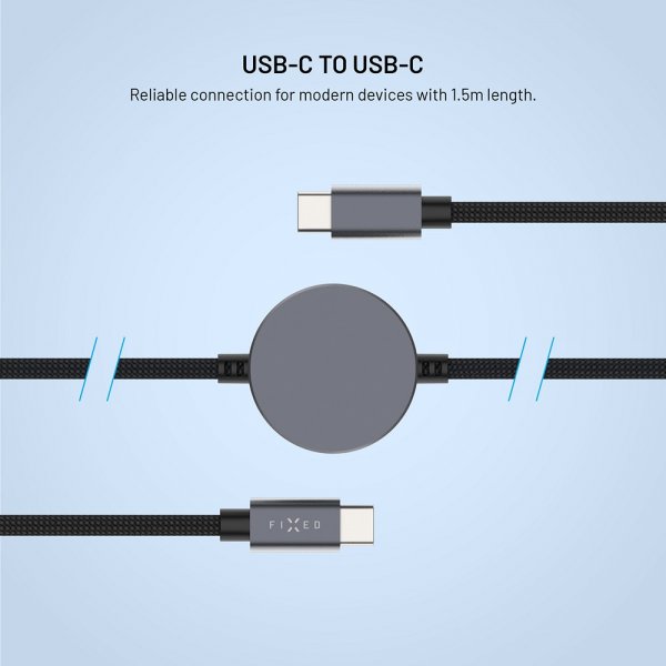 Fast USB-C kabel med Smartwatch-opladning 1.5m Sort
