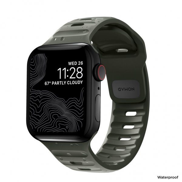 Nomad Apple Watch 44/45/46mm/Apple Watch Ultra Sportsrem Askegrøn