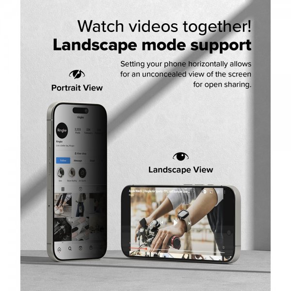 Ringke iPhone 16 Pro Skærmbeskyttelse Easy Slide Privacy 2-pak