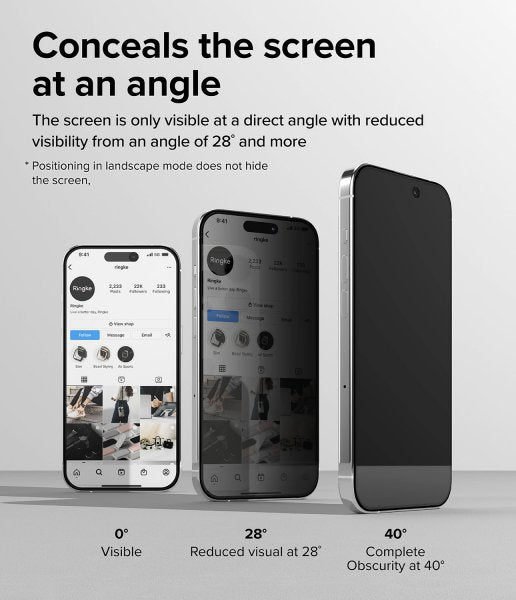 Ringke iPhone 15 Pro Max Skærmbeskytter Privacy Hærdet Glas Installationsramme