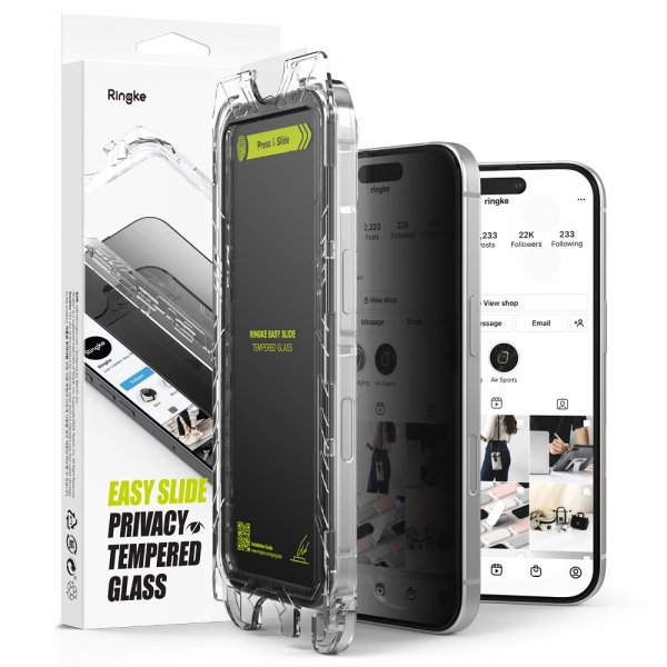 Ringke iPhone 16 Pro Max Skærmbeskyttelse Easy Slide Privacy 2-pak