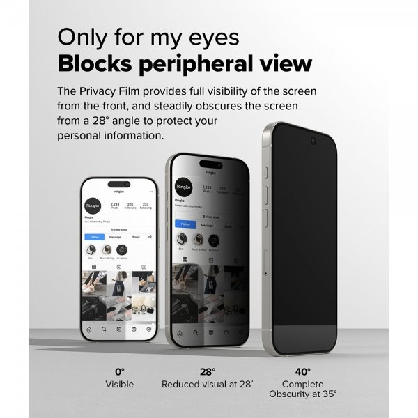 Ringke iPhone 16 Pro Max Skærmbeskyttelse Easy Slide Privacy 2-pak