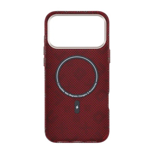 iPhone 17 Pro Cover Aramidfiber MagSafe Tekst Rød