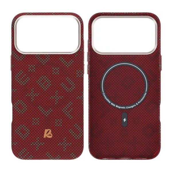 iPhone 17 Pro Cover Aramidfiber MagSafe Tekst Rød