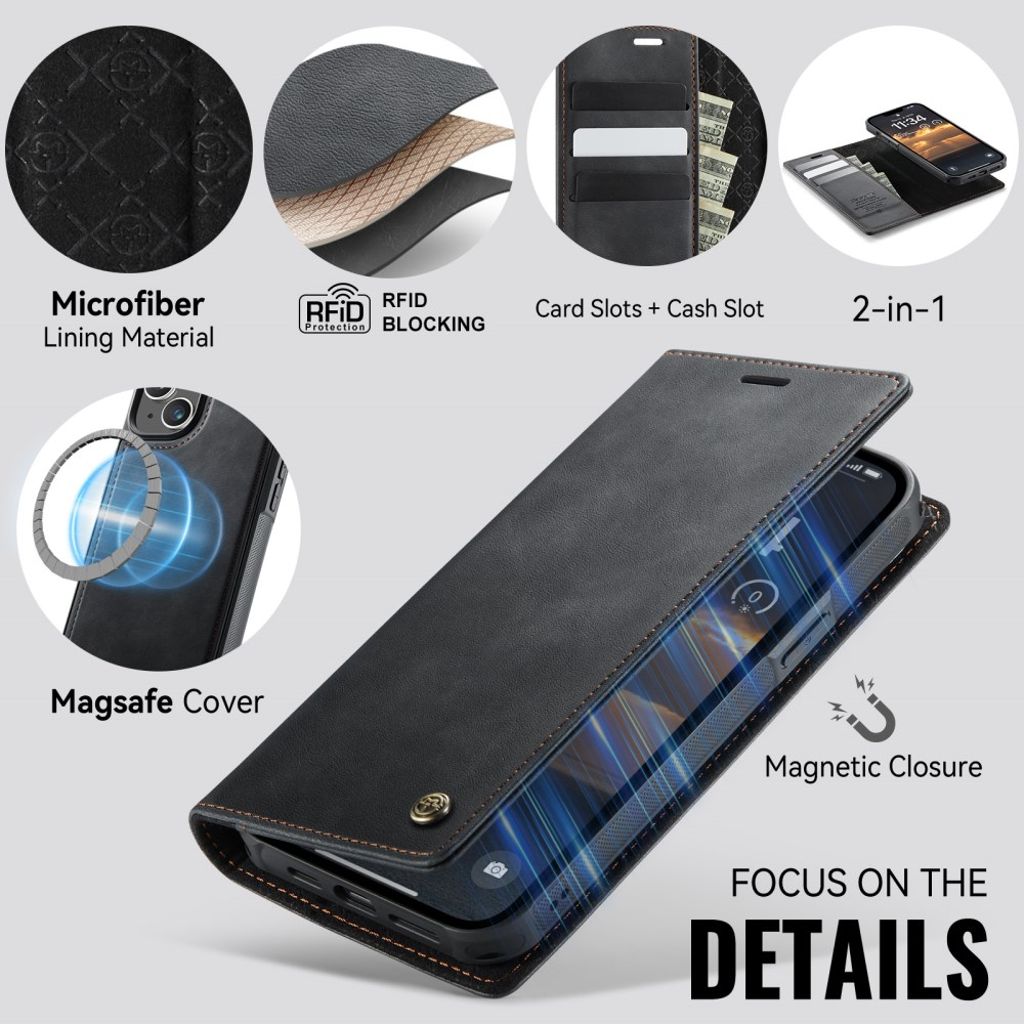 CaseMe iPhone 15 Etui C49 Series Sort