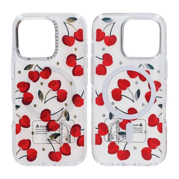 iPhone 16 Pro Cover Mønster MagSafe Kirsebær