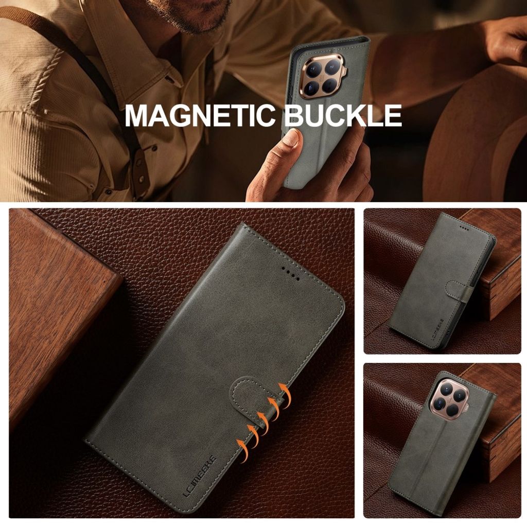 Lc.Imeeke Xiaomi 17T Etui med Kortholder Stativfunktion Grå