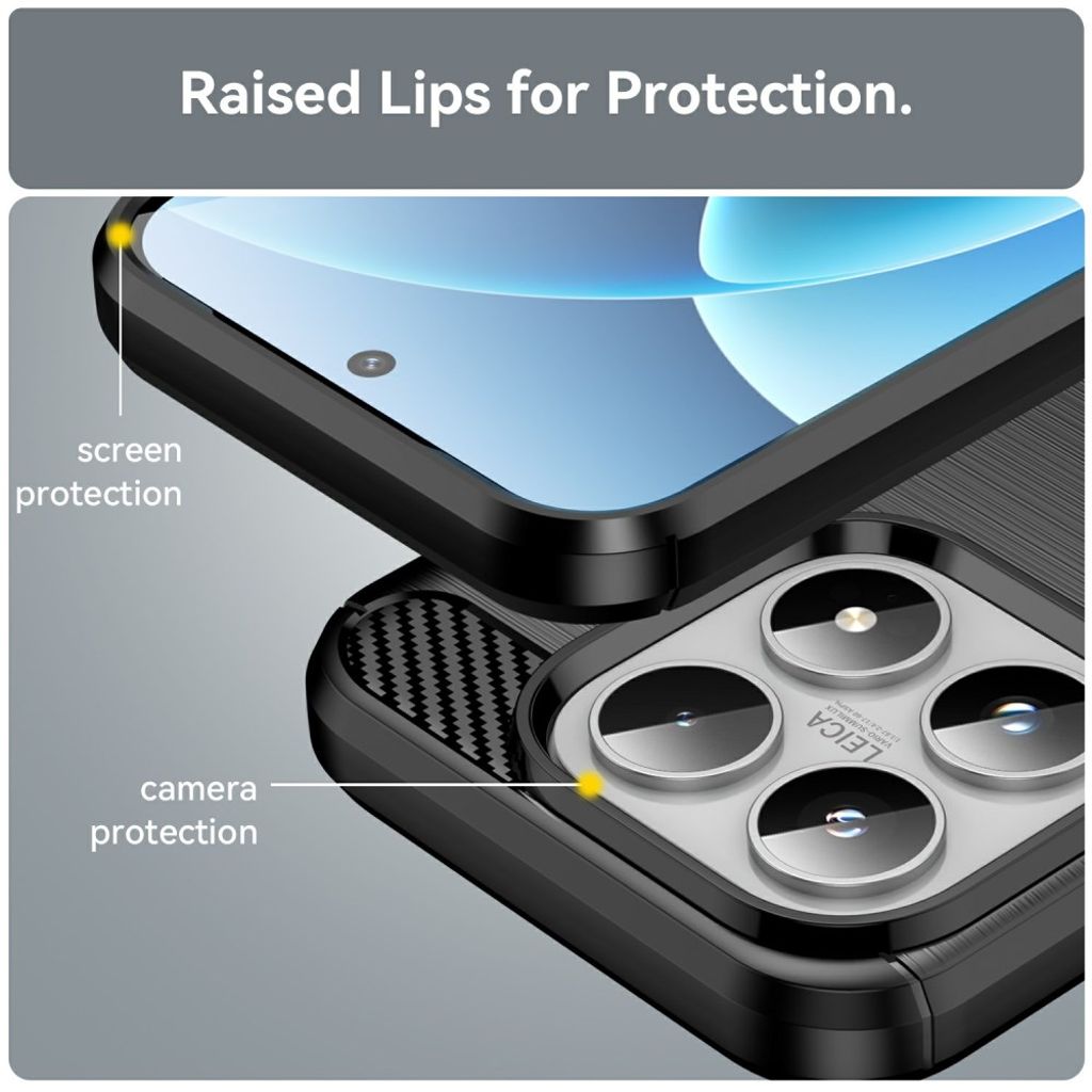 Xiaomi 17 Cover Børstet Kulfiber-tekstur Sort