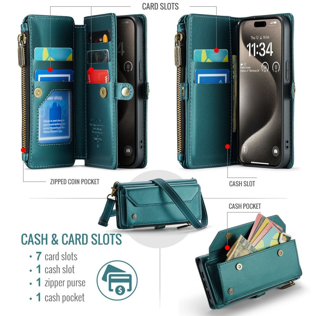 CaseMe iPhone 15 Pro Etui C36 Series Grøn