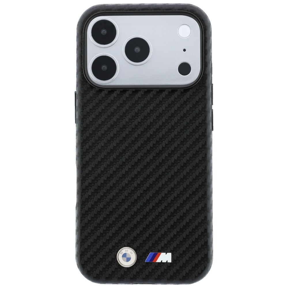BMW iPhone 18 Pro Cover M Carbon Metal Logo Sort