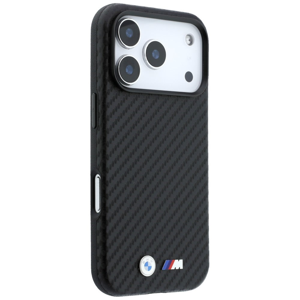 BMW iPhone 18 Pro Cover M Carbon Metal Logo Sort