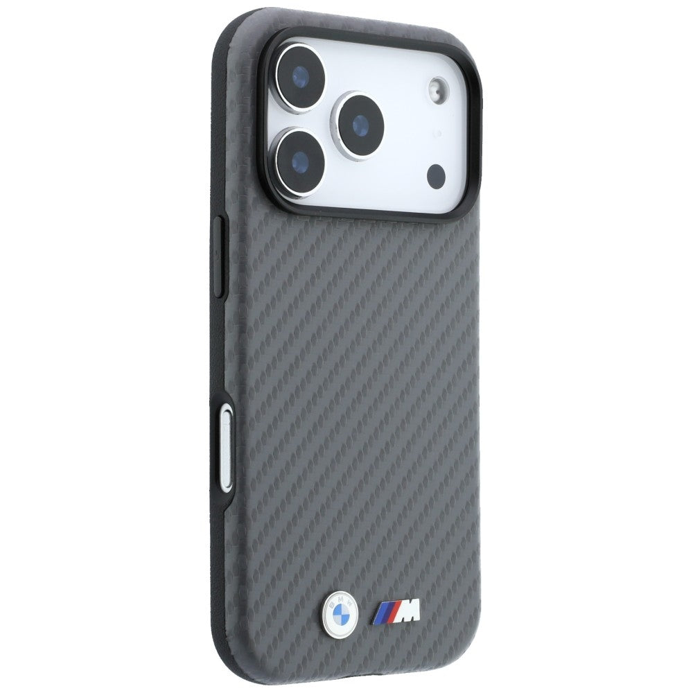 BMW iPhone 18 Pro Cover M Carbon Metal Logo Grå