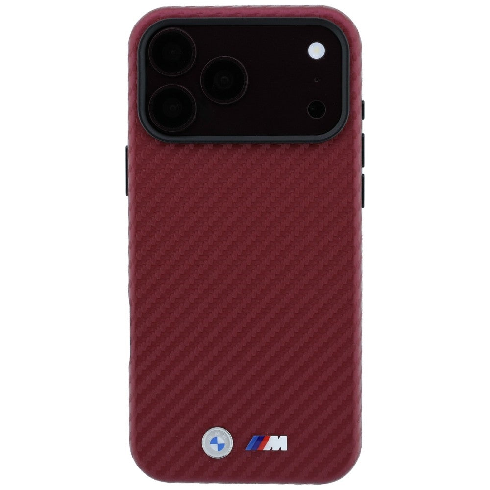 BMW iPhone 17 Pro/iPhone 18 Pro Cover M Carbon Metal Logo Burgundy