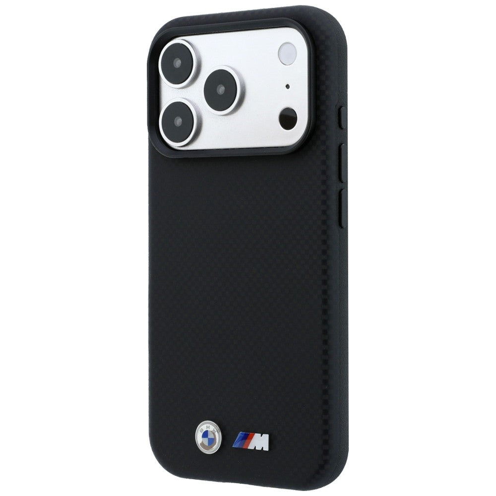 BMW iPhone 17 Pro Max/iPhone 18 Pro Max Cover M Quadrille Kevlar Metal Logo Sort