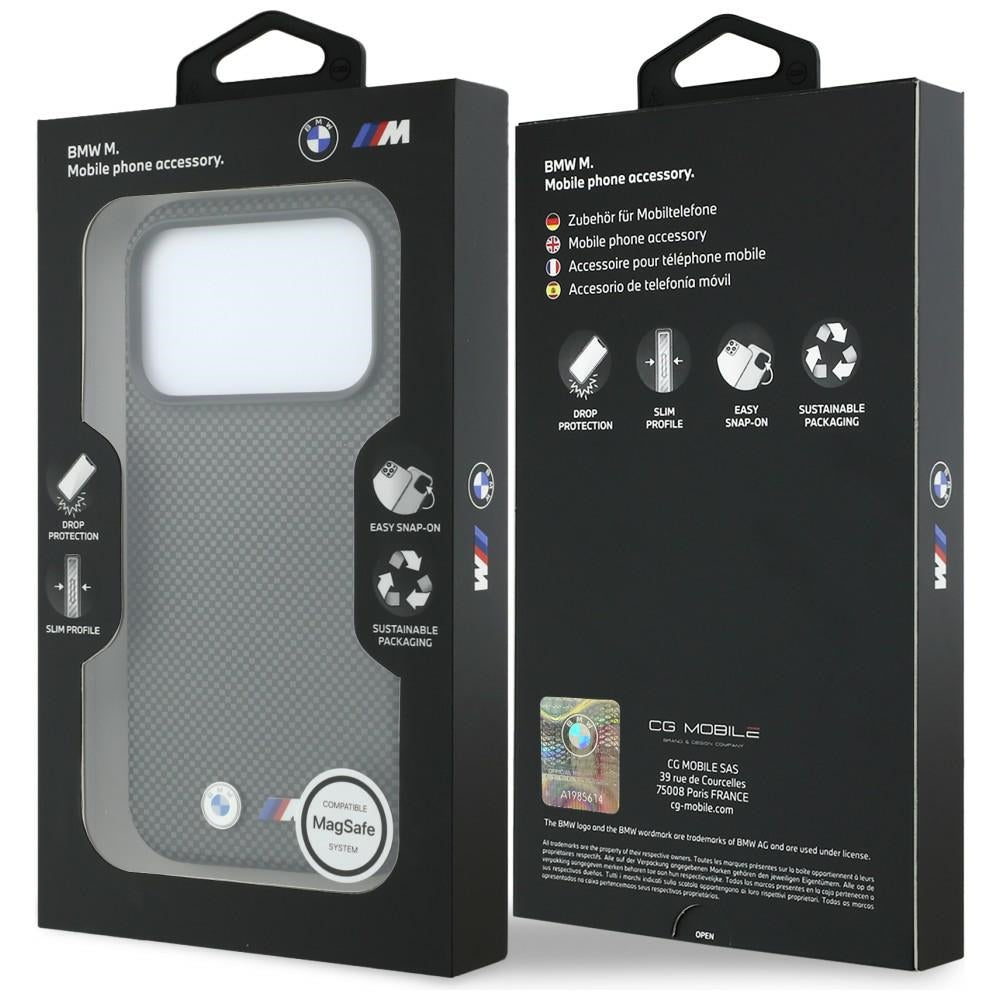 BMW iPhone 17 Pro Max/iPhone 18 Pro Max Cover M Quadrille Kevlar Metal Logo Grå