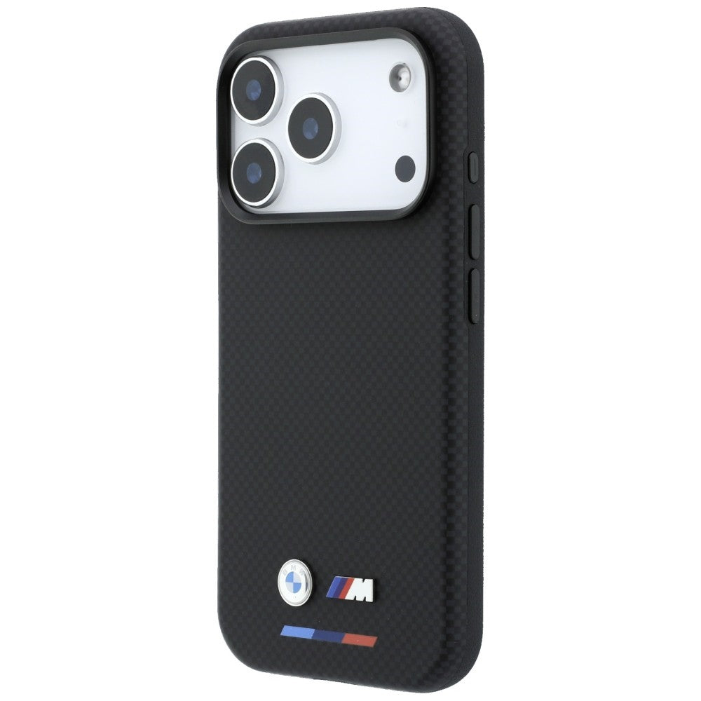 BMW iPhone 17 Pro/iPhone 18 Pro Cover M Quadrille Kevlar Tricolor & Metal Logo Sort