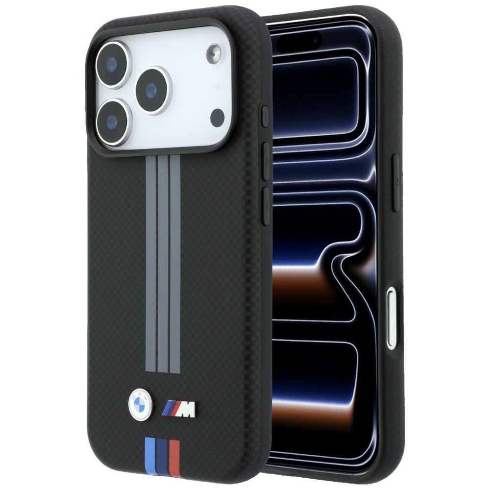 BMW iPhone 17 Pro/iPhone 18 Pro Cover M Quadrille Kevlar Tricolor Lines Sort