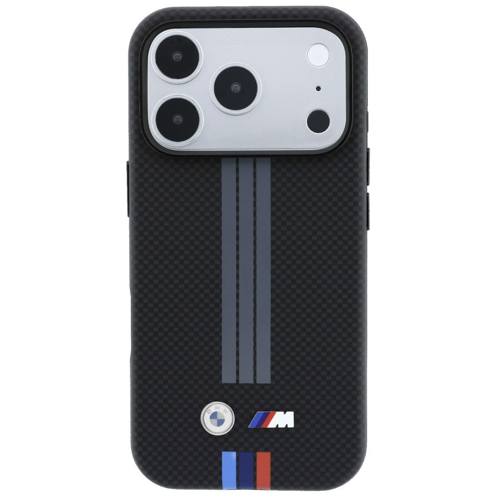 BMW iPhone 17 Pro/iPhone 18 Pro Cover M Quadrille Kevlar Tricolor Lines Sort