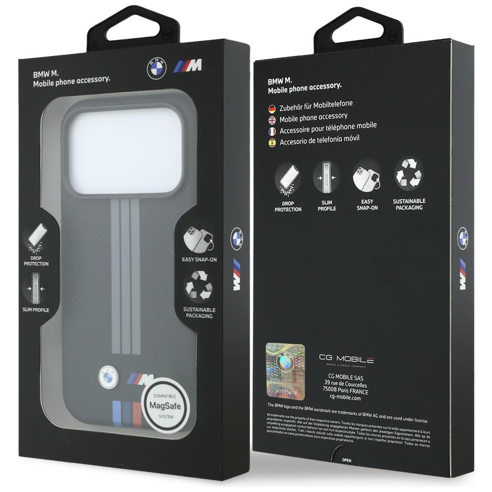 BMW iPhone 17 Pro/iPhone 18 Pro Cover M Quadrille Kevlar Tricolor Lines Sort