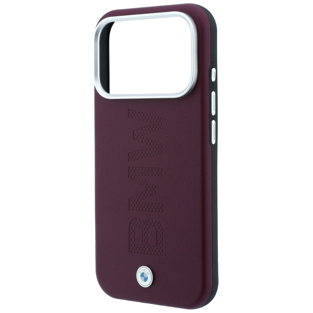 BMW iPhone 17 Pro Max/iPhone 18 Pro Max Cover med centreret præget design bordeaux
