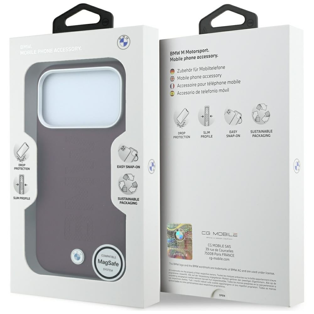 BMW iPhone 17 Pro Max/iPhone 18 Pro Max Cover med centreret præget design bordeaux