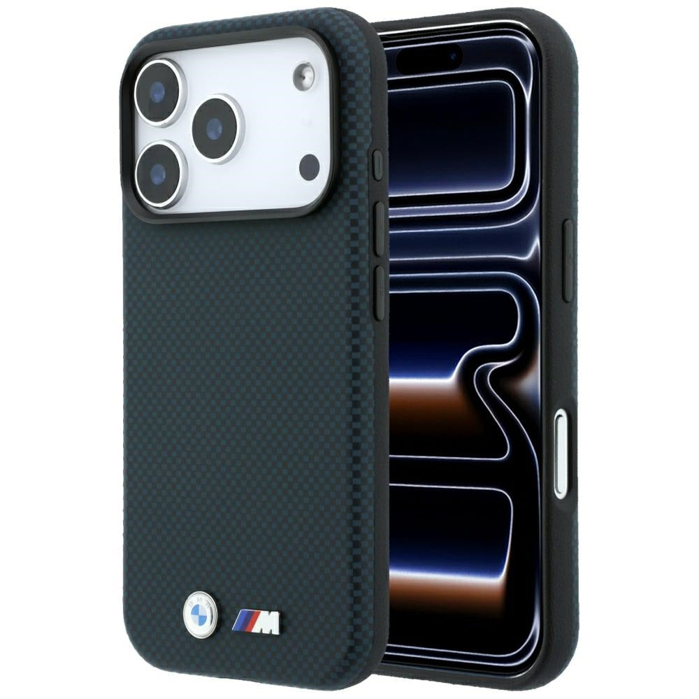 BMW iPhone 17 Pro/iPhone 18 Pro Cover M Quadrille Kevlar Metal Logo Navy