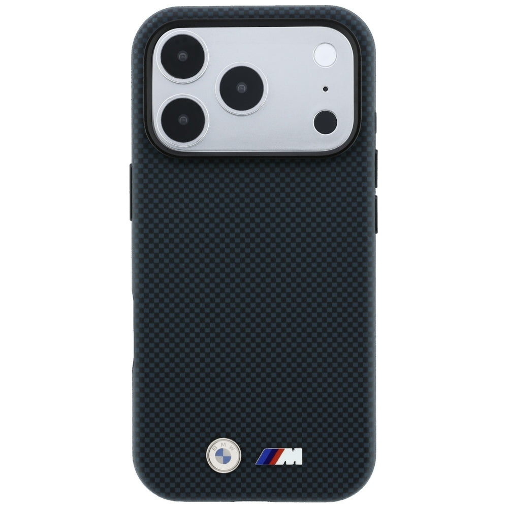 BMW iPhone 17 Pro/iPhone 18 Pro Cover M Quadrille Kevlar Metal Logo Navy