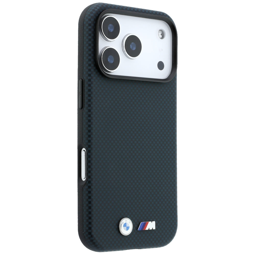 BMW iPhone 17 Pro/iPhone 18 Pro Cover M Quadrille Kevlar Metal Logo Navy