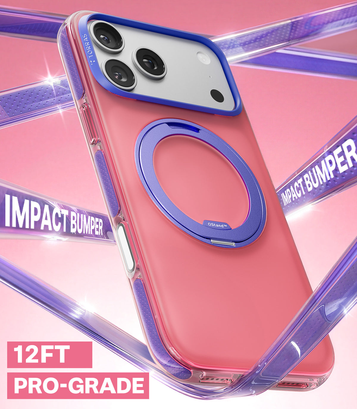 Torras iPhone 17 Pro Max Cover Ostand O3 Hue Blush Pink
