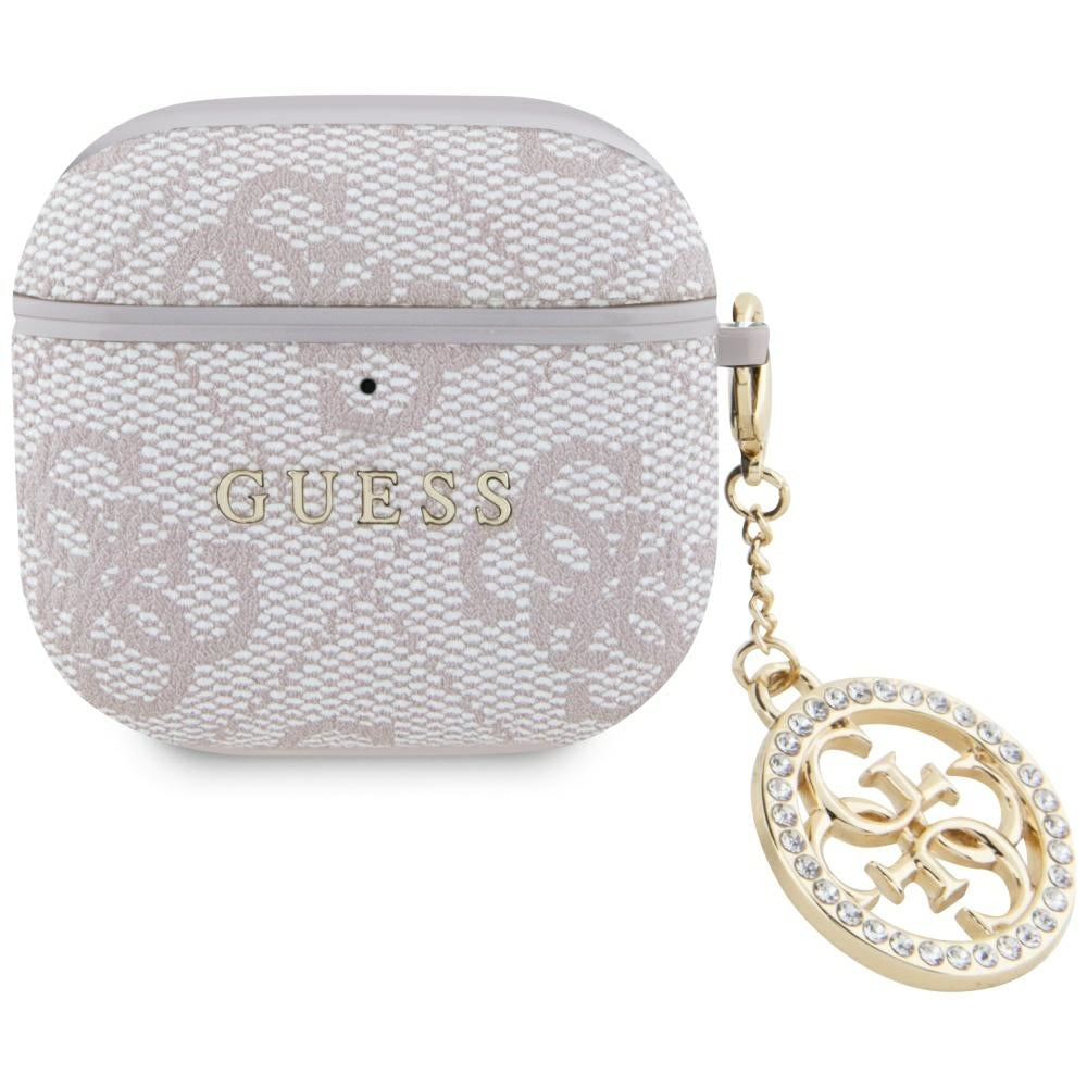 Guess AirPods 4 Cover 4G Strass Charm Lyserød