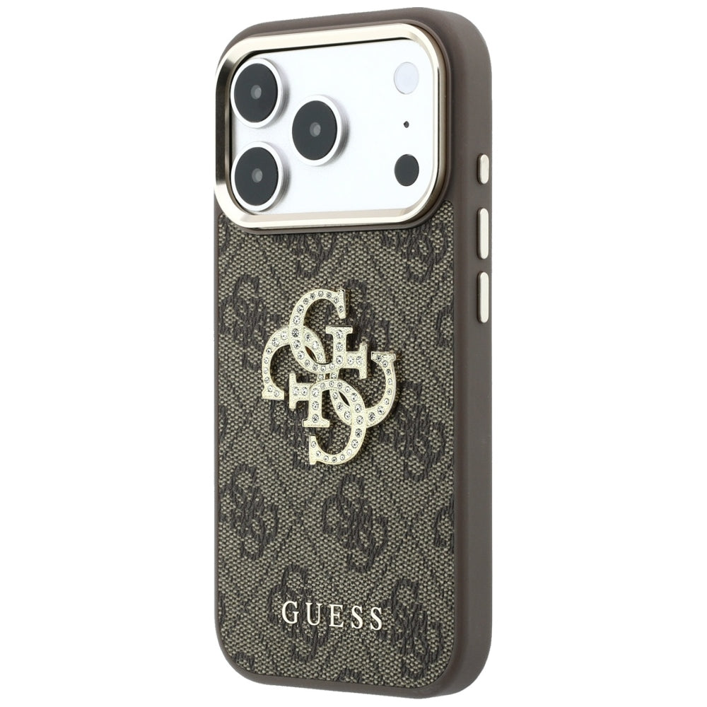 Guess iPhone 17 Pro Max/iPhone 18 Pro Max Cover 4G Strass Logo Brun