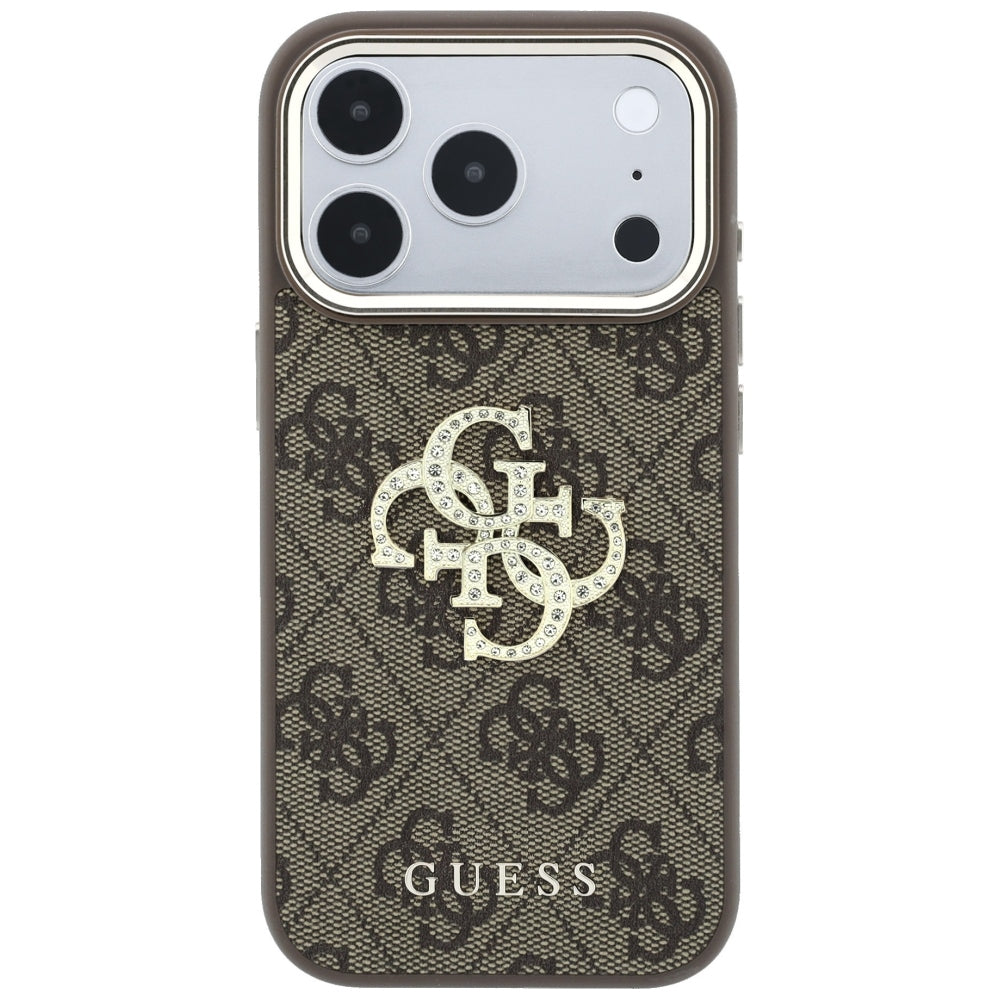 Guess iPhone 17 Pro Max/iPhone 18 Pro Max Cover 4G Strass Logo Brun