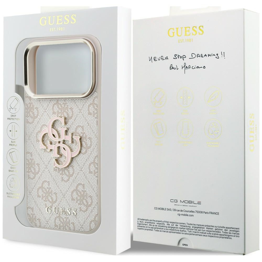 Guess iPhone 17 Pro/iPhone 18 Pro Cover 4G Resin-logo Lyserød