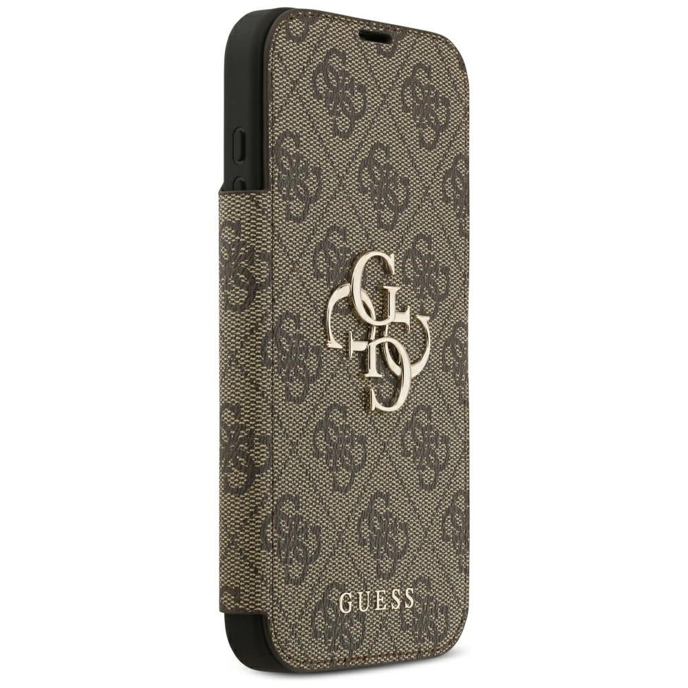 Guess iPhone 17 Pro Max/iPhone 18 Pro Max Etui Book 4G Metal Logo Brun