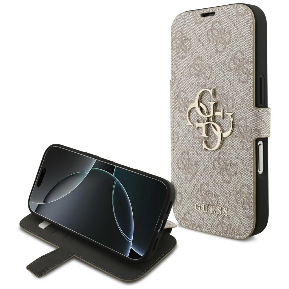 Guess iPhone 17 Pro/iPhone 18 Pro Etui Book 4G Metal Logo Lyserød
