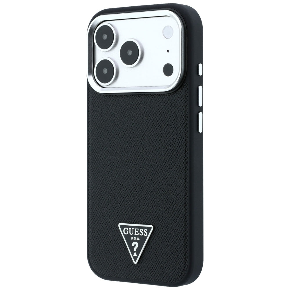 Guess iPhone 17 Pro/iPhone 18 Pro Cover med kornet trekantlogo Sort