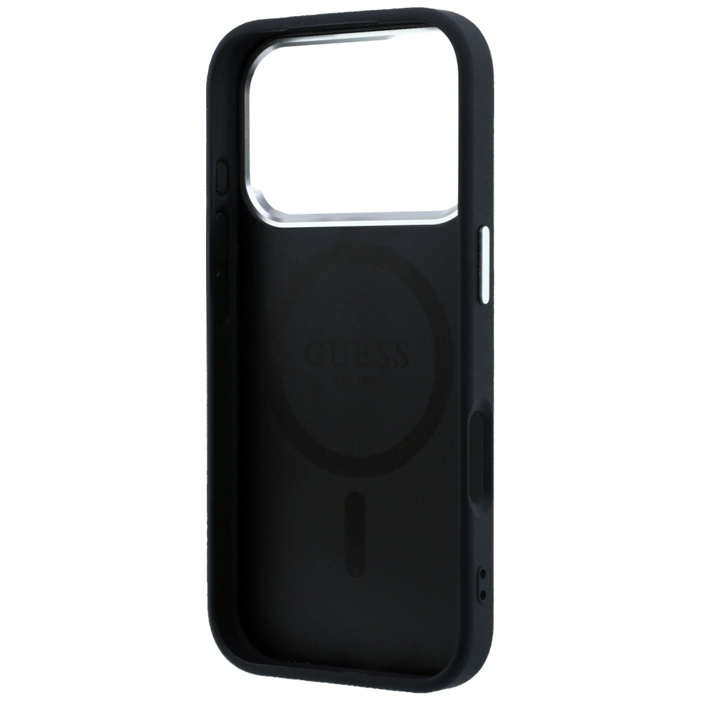 Guess iPhone 17 Pro Max/iPhone 18 Pro Max Cover med kornet trekantlogo Sort