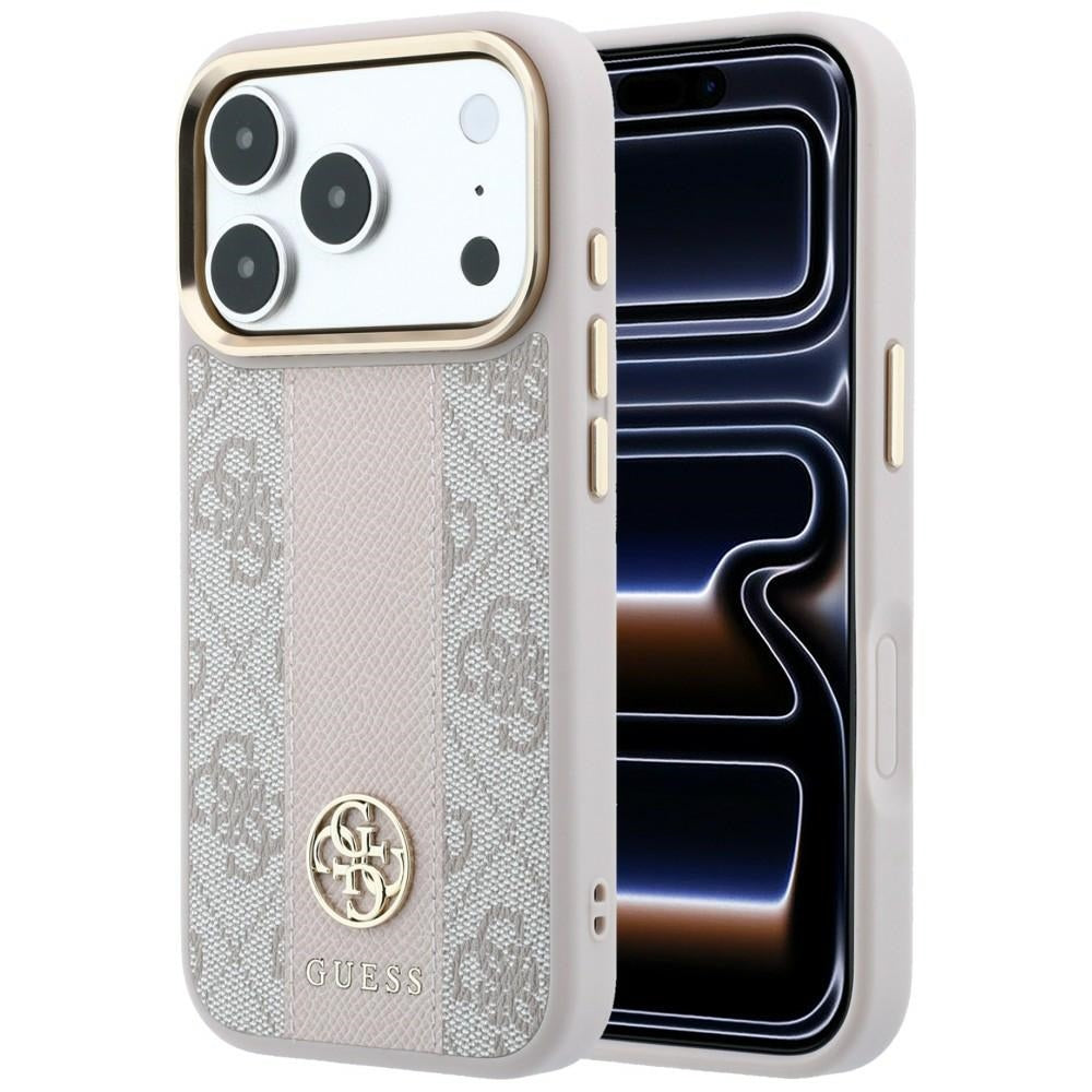 Guess iPhone 17 Pro Max/iPhone 18 Pro Max Cover 4G Stripe Classic Logos Lyserød