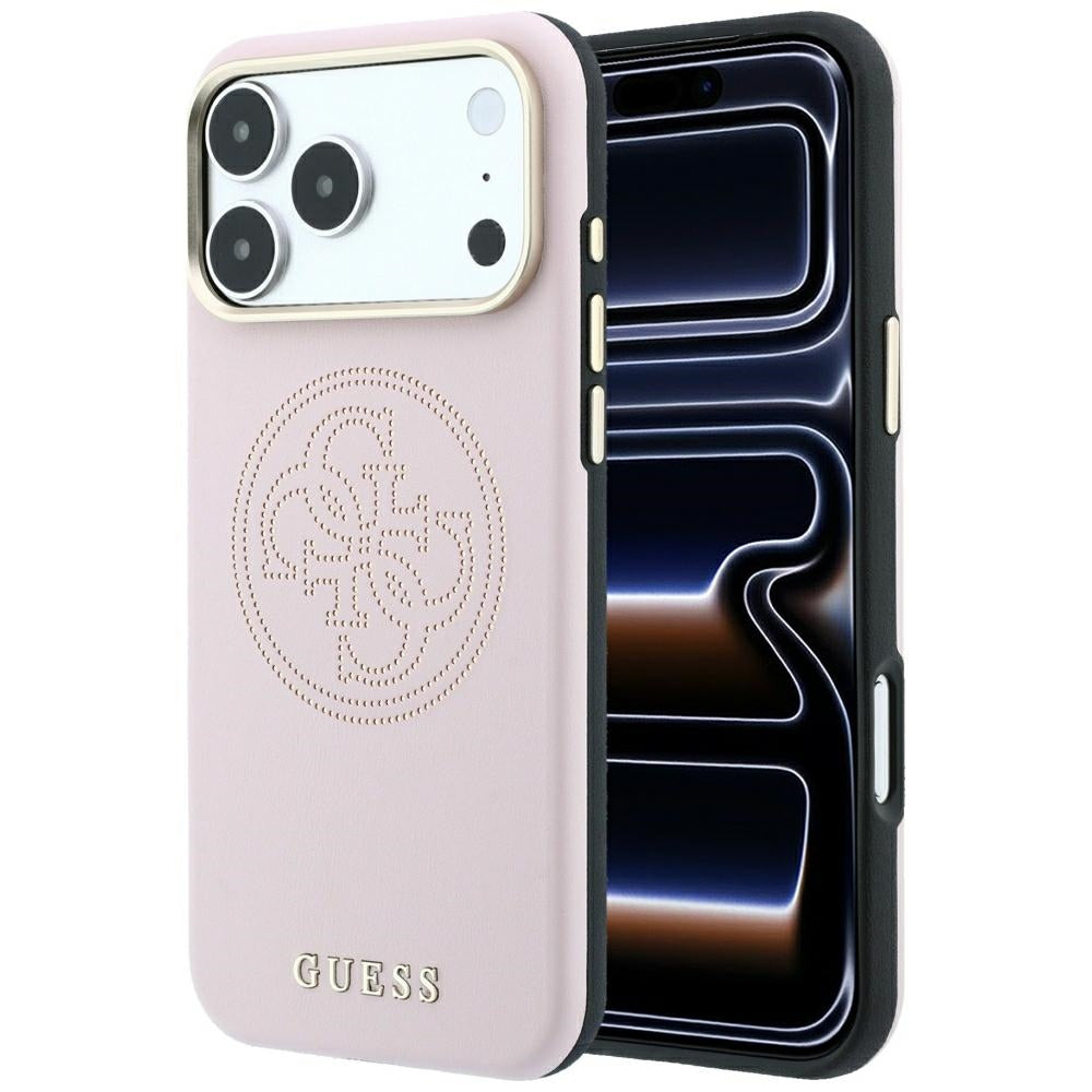 Guess iPhone 17 Pro Max/iPhone 18 Pro Max Cover Perforated 4G Gold Logo Lyserød