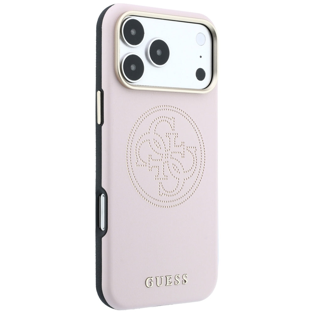 Guess iPhone 17 Pro Max/iPhone 18 Pro Max Cover Perforated 4G Gold Logo Lyserød