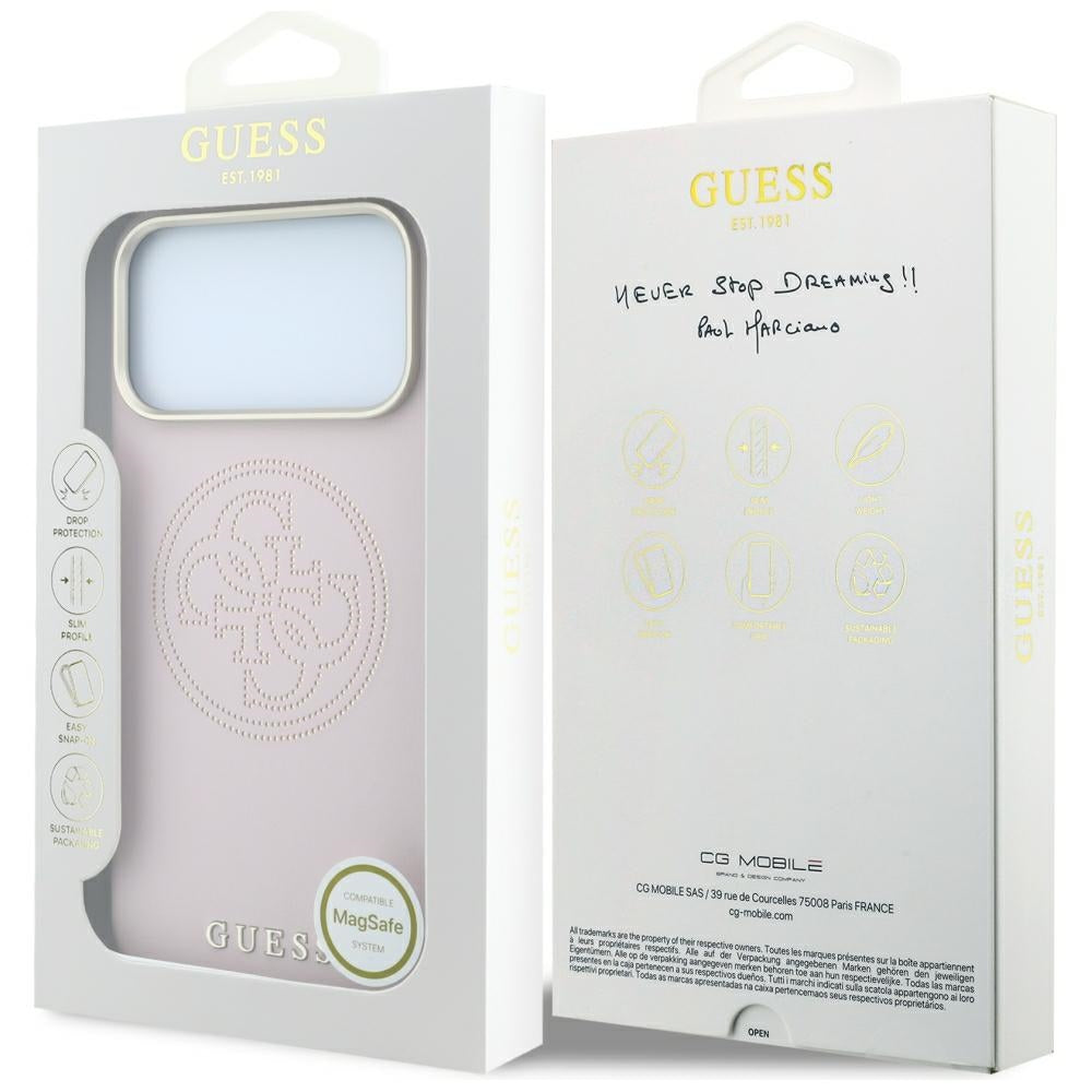 Guess iPhone 17 Pro Max/iPhone 18 Pro Max Cover Perforated 4G Gold Logo Lyserød