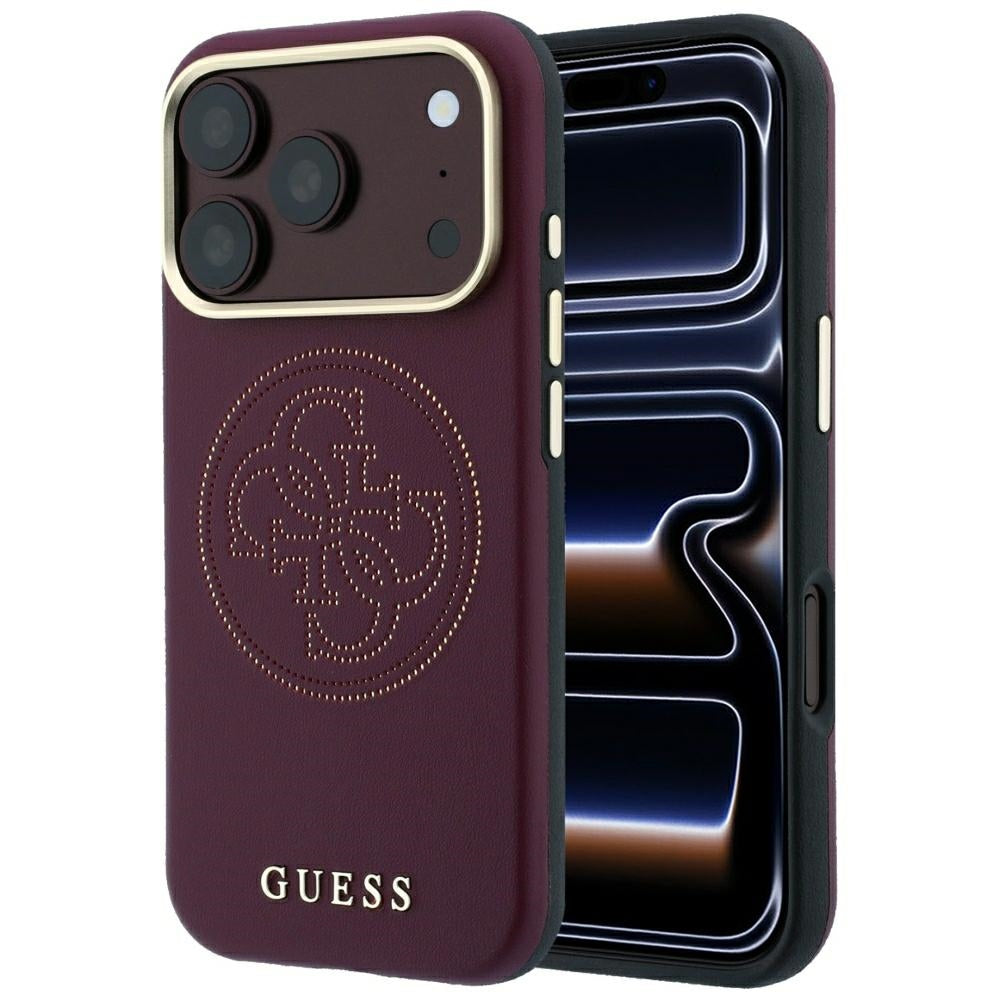 Guess iPhone 17 Pro Max/iPhone 18 Pro Max Cover Perforated 4G Gold Logo Burgundy