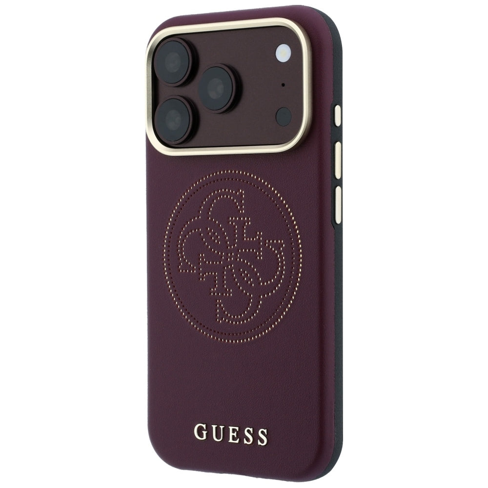 Guess iPhone 17 Pro Max/iPhone 18 Pro Max Cover Perforated 4G Gold Logo Burgundy