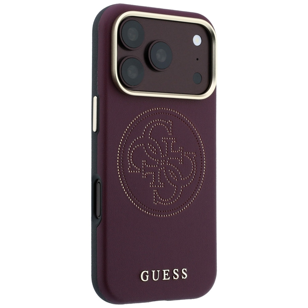 Guess iPhone 17 Pro Max/iPhone 18 Pro Max Cover Perforated 4G Gold Logo Burgundy